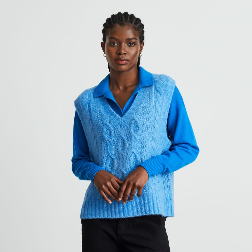 The Cloud Cable-Knit Vest | Lake