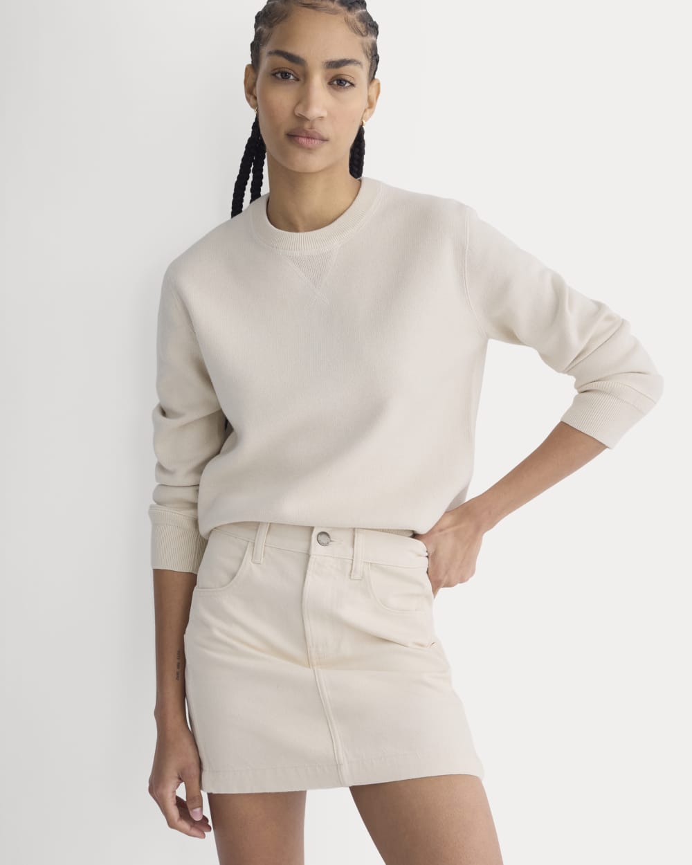 Denim Utility Mini Skirt | Calico Ecru