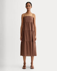 The Gauze Tiered Dress | Carob Brown / Black