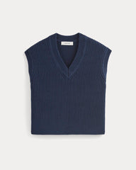 Ribbed V-Neck Vest in Everyday Cotton | Navy