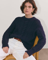 The Cable Sweater in Everyday Cotton | Navy