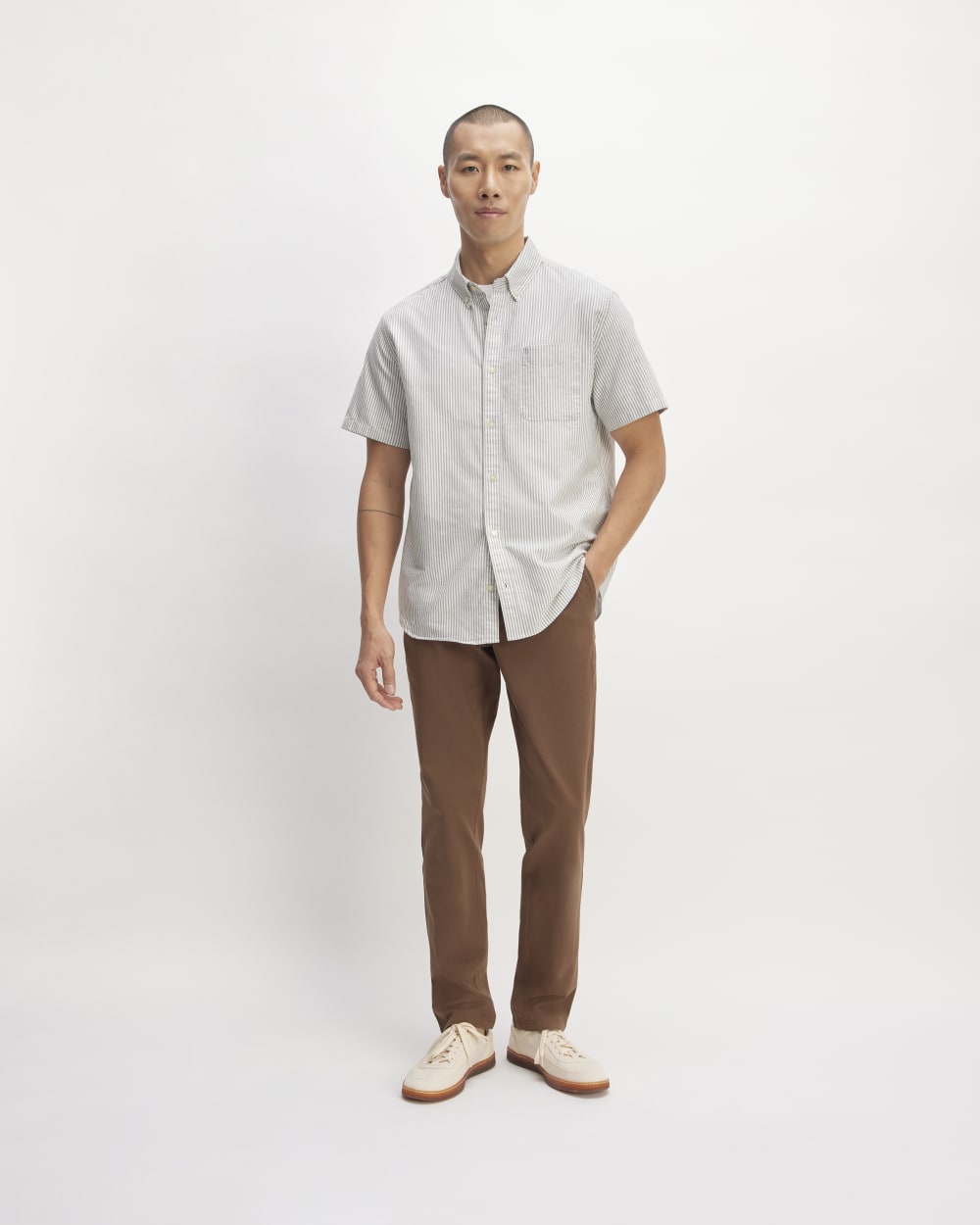 The Organic Short Sleeve Oxford Shirt | Charcoal / White