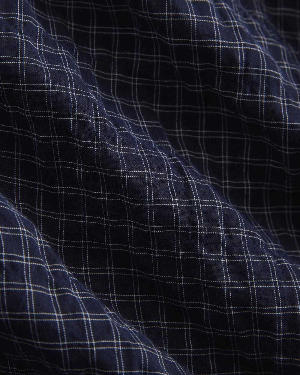 Textured Voile Button-Up Shirt | Navy Plaid