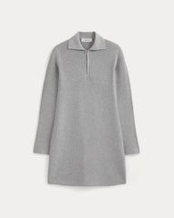 Knit Quarter-Zip Polo Dress | Light Heathered Grey