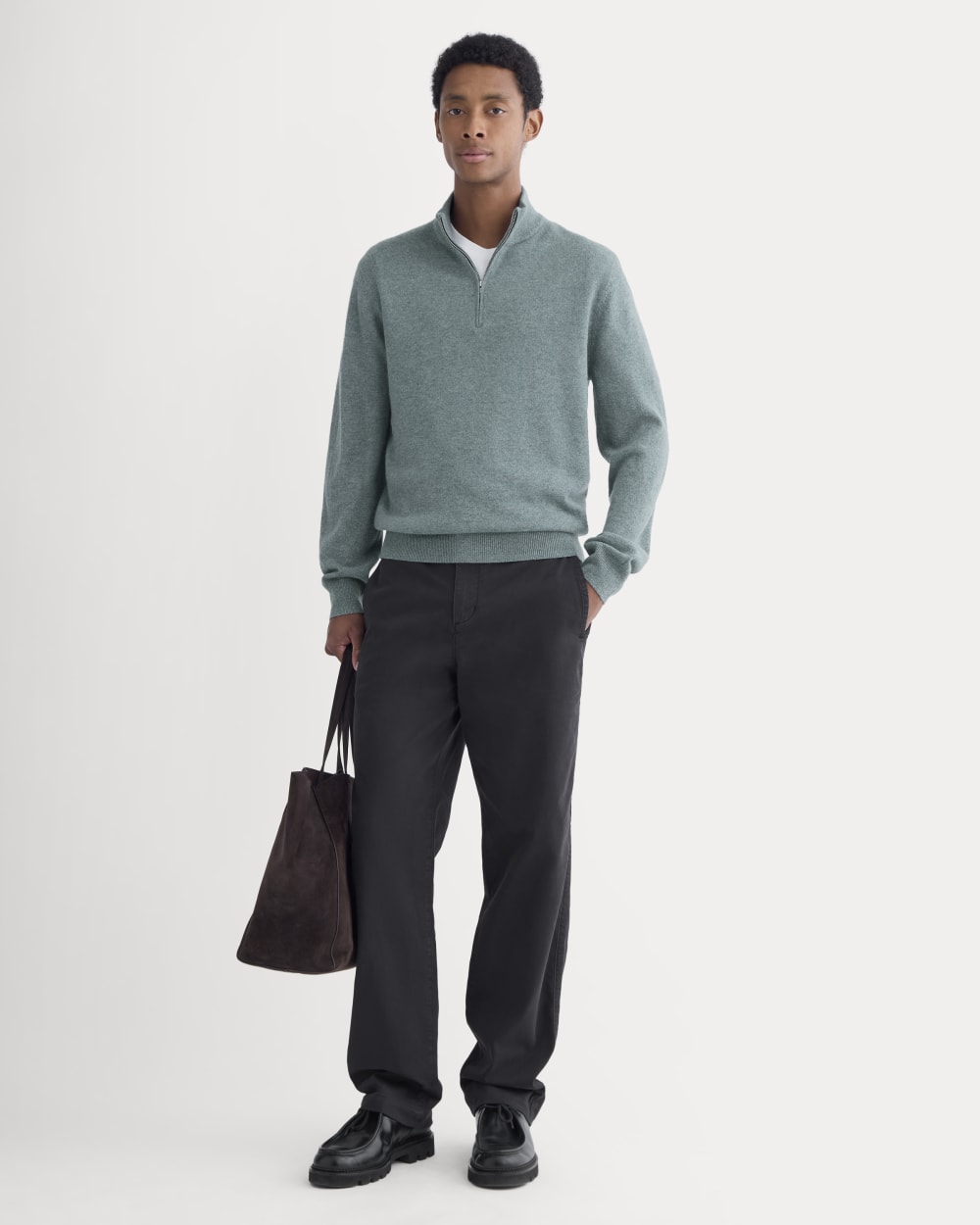 Cashmere Quarter Zip Sweater | Denim Blue