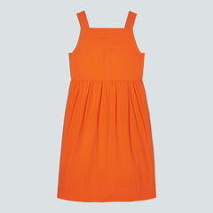 The Seersucker Midi Dress | Bright Orange