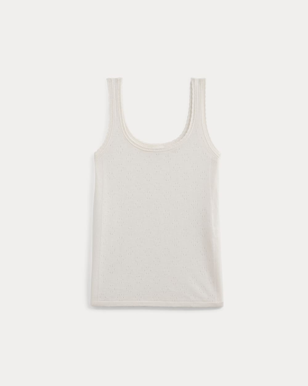 Lace-Trimmed Tank in Fine Linen | Bone