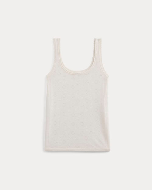 Lace-Trimmed Tank in Fine Linen | Bone