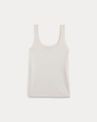 Lace-Trimmed Tank in Fine Linen | Bone