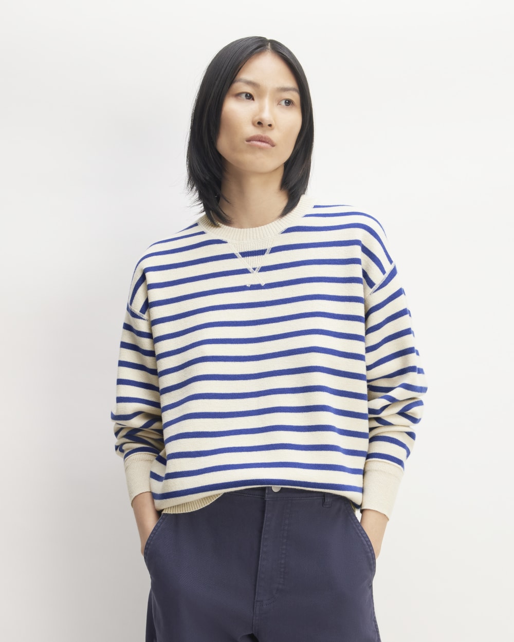 The Cotton-Merino Sweatshirt | Canvas / Lapis Blue
