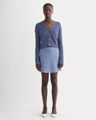The Ribbed Cardigan in Cotton Linen | Indigo