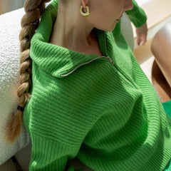The Half-Zip Sweater in Luxe Merino | Salted Lime