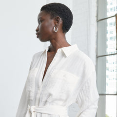 The City Stripe Draped Shirt Dress | Bone
