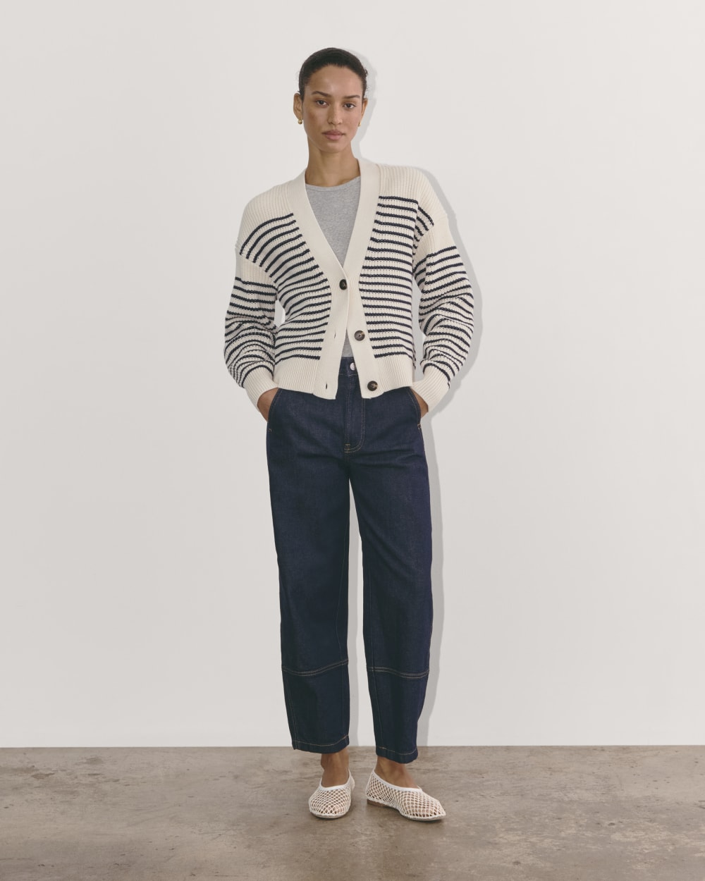 The Boxy Cardigan in Everyday Cotton | Canvas / Navy