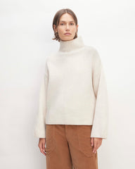The Felted Merino Funnel-Neck Pullover | Heathered Oat