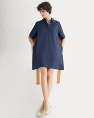 Popover Mini Shirtrdress in Ultrasoft Cotton | Navy
