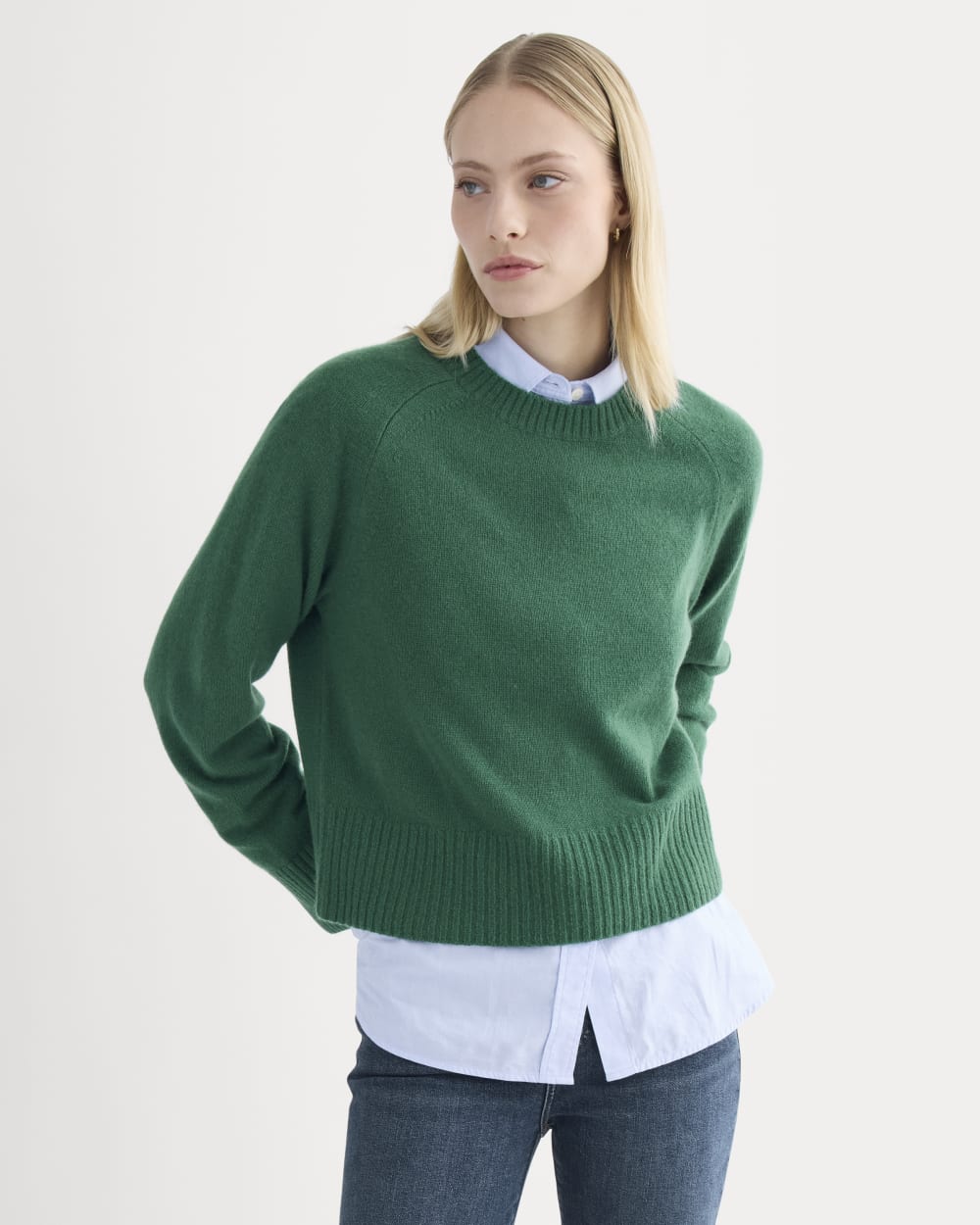The Boxy Crew in Cashmere | Hunter Green
