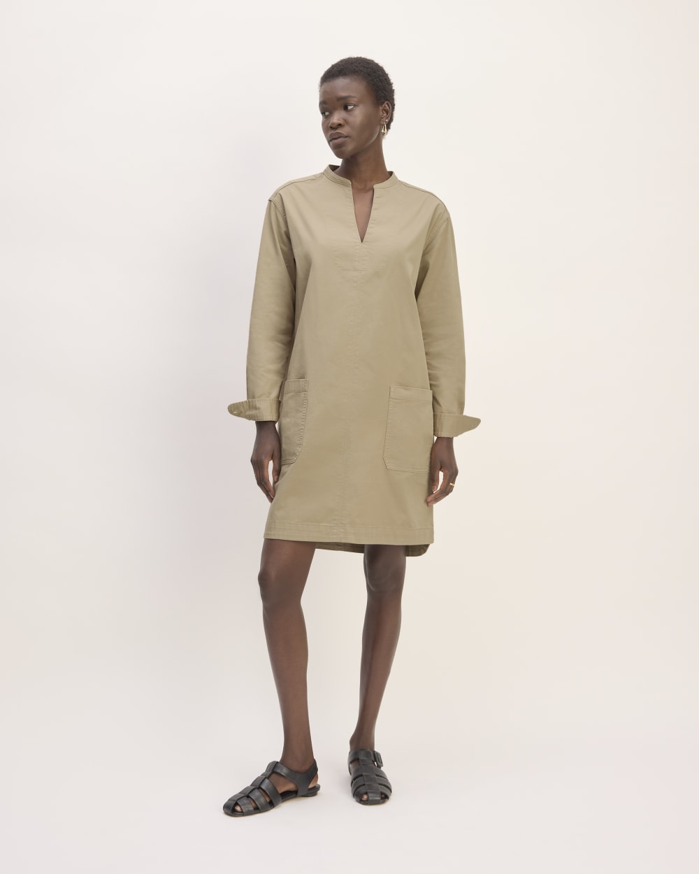 The Long-Sleeve Utility Mini Dress | Trench Coat Khaki