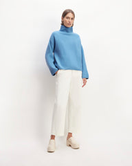 The Felted Merino Funnel-Neck Pullover | Heritage Blue