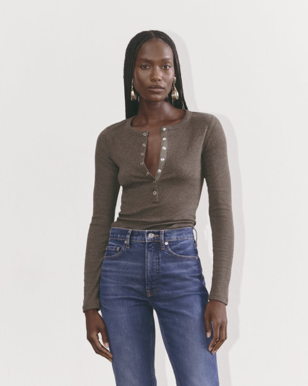 The Luxe Rib Henley | Heathered Fatigue