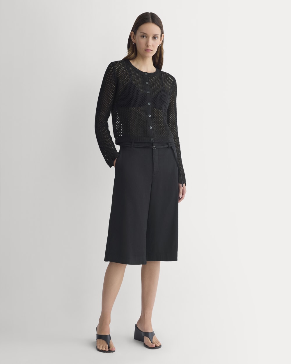 Lace-Knit Cardigan | Black