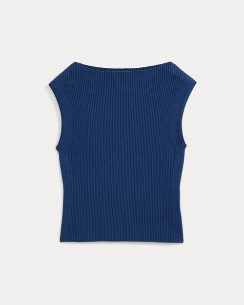Boat-Neck Ribbed Knit | Estate Blue