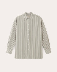 The Supima® Cotton Boyfriend Shirt | White / Moss Green