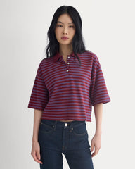Pique Boxy Polo | Pomegranate/Heather Rose/Estate Blue