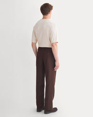 Soyeux Linen Pleated Trouser | Dark Brown