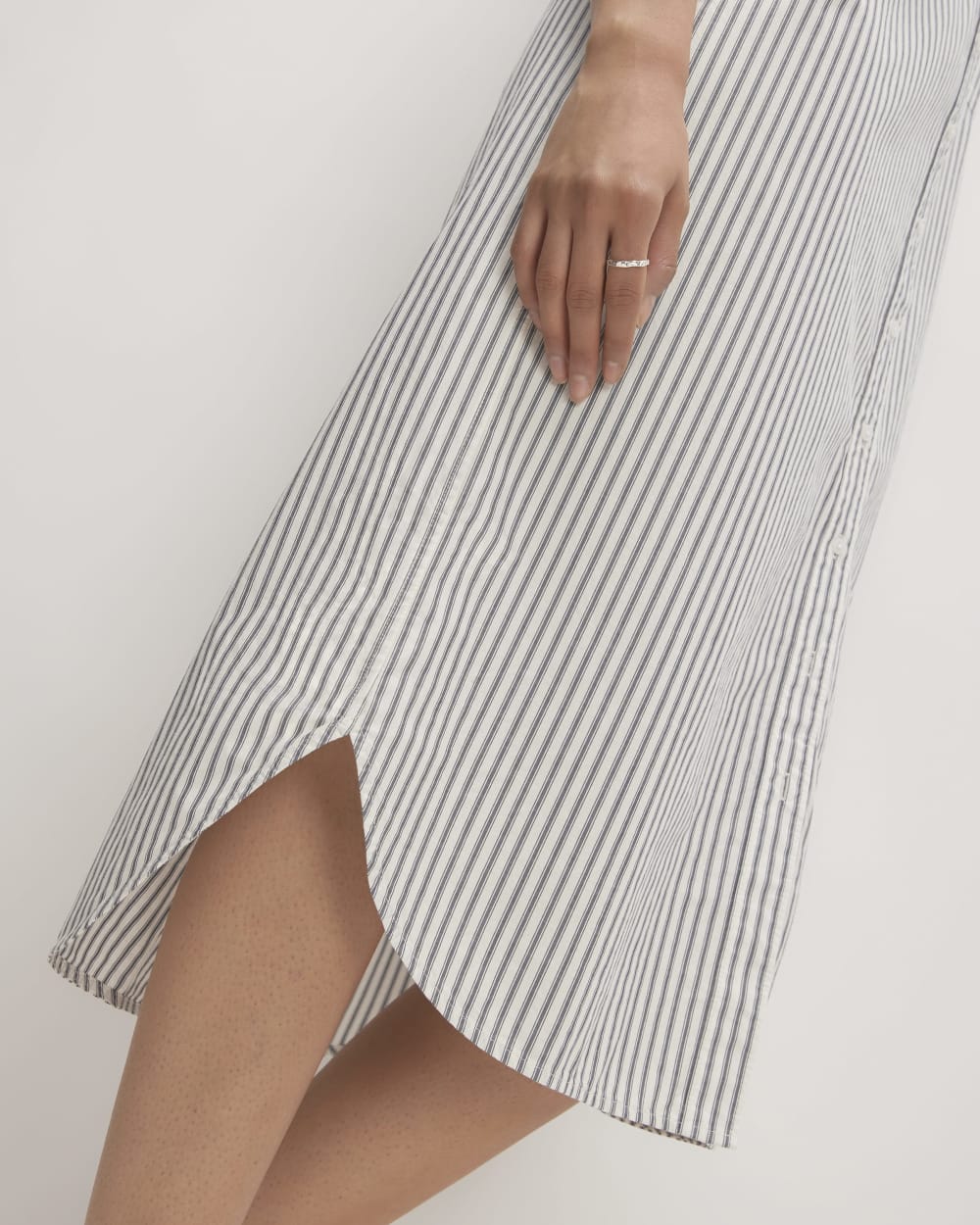 The Midi Cotton Shirt Dress | Bone/Navy