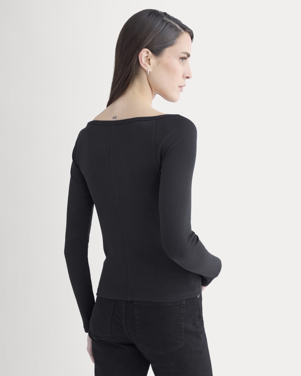 Luxe Rib Boatneck Top |  Black