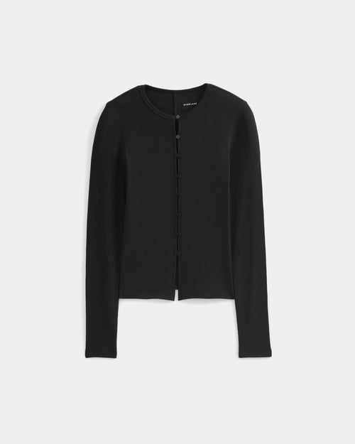 Luxe Rib Button-Up Top | Black