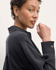 The Boyfriend Shirt in Washable Silk | Black