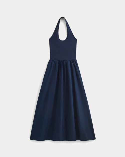 Halter Dress in Ultrasoft Cotton | Navy