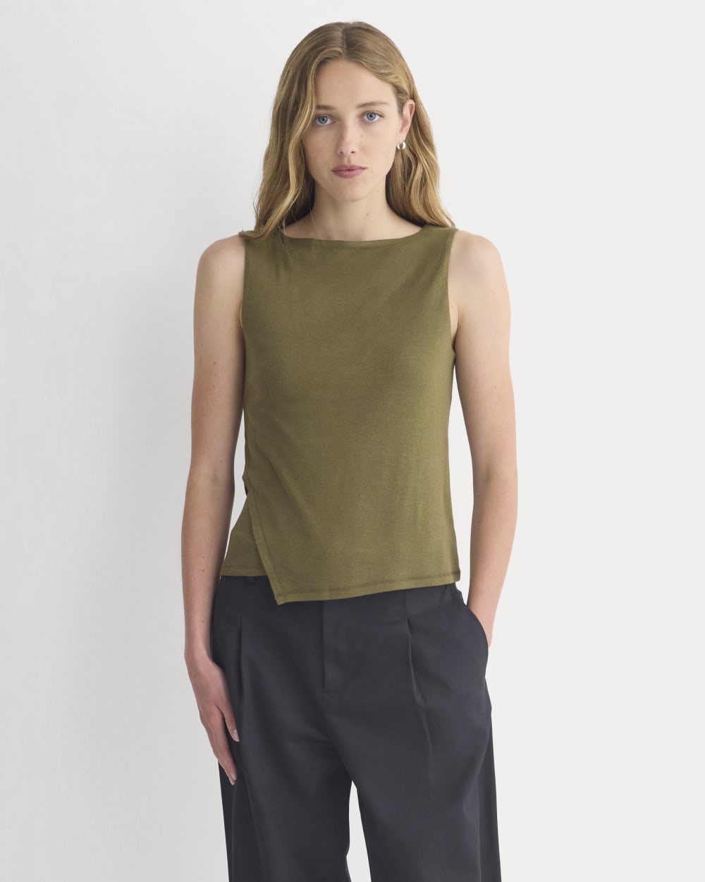 Tissue Boatneck Tank with Side Tie | Beech