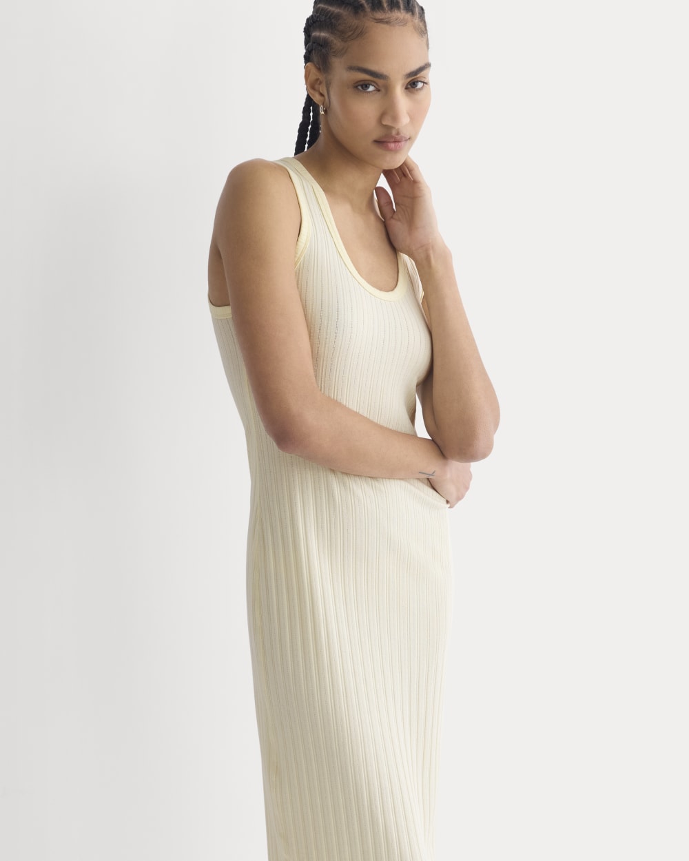 Scoop-Neck Midi Dress in Pointelle Knit | Lemon Icing
