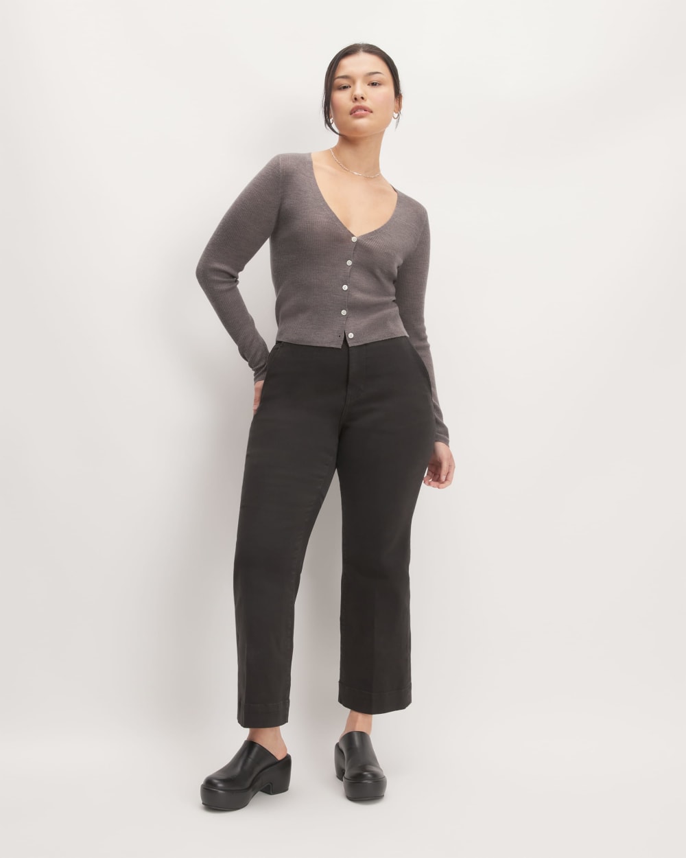 The Cardigan in Ultrasoft Merino | Heather Cocoa