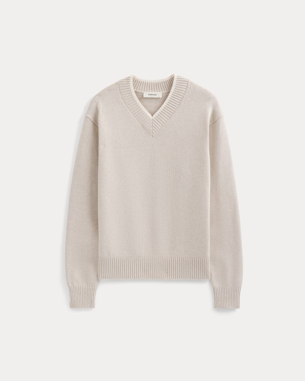 Relaxed V-Neck Sweater in Everyday Cotton | Heathered Oat