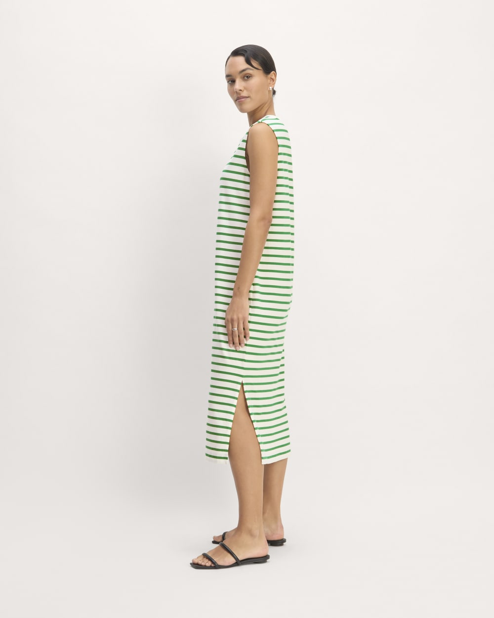 The Weekend Tank Dress | Bone / Grass Green
