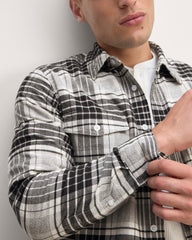 The Brushed Flannel Shirt | Light Heather Oat / Black