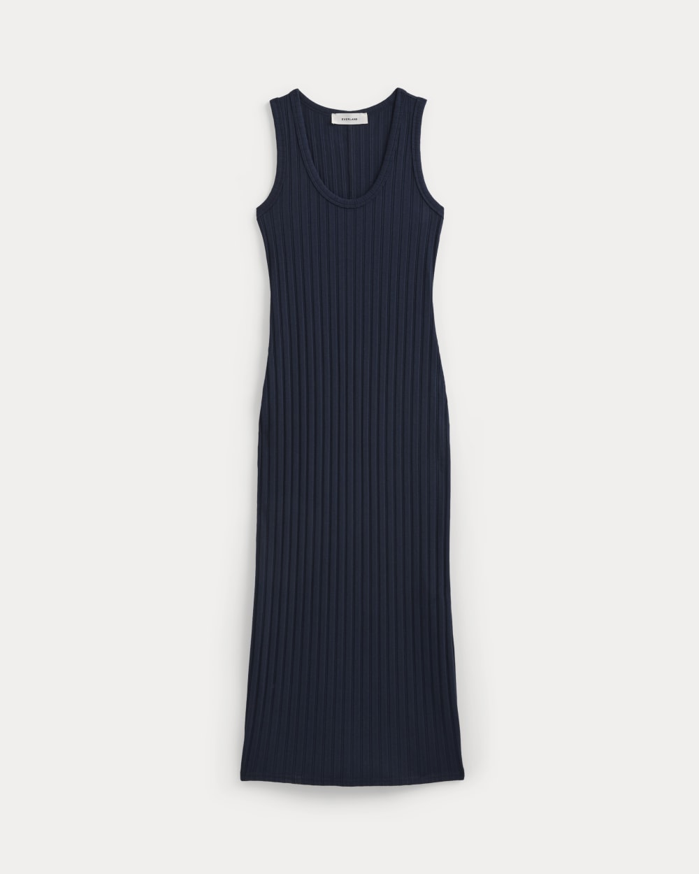 Scoop-Neck Midi Dress in Pointelle Knit | Deep Navy
