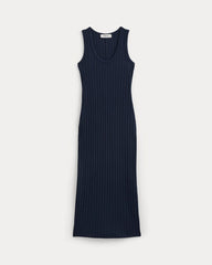 Scoop-Neck Midi Dress in Pointelle Knit | Deep Navy