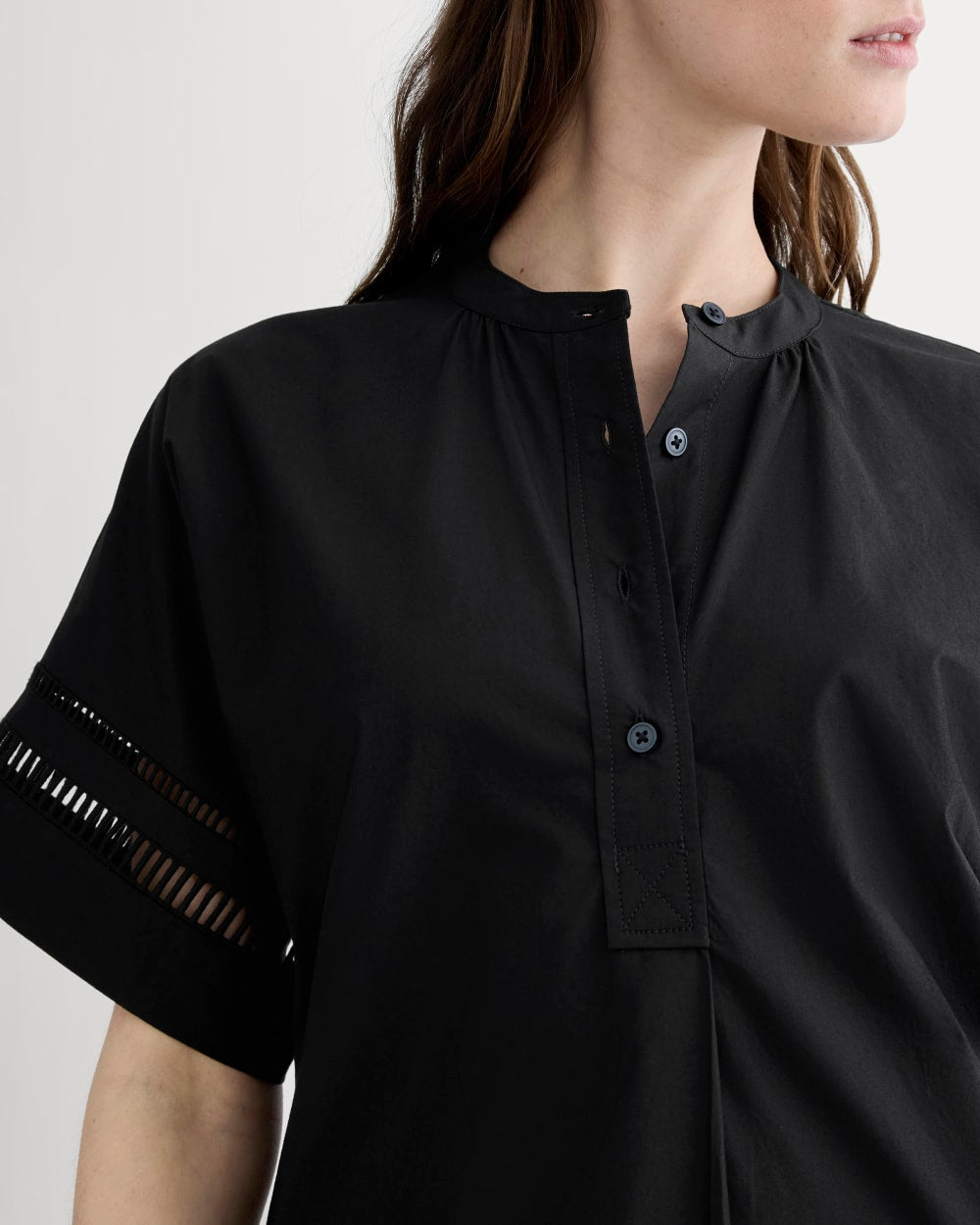 The Lace Trim Popover Dress | Black