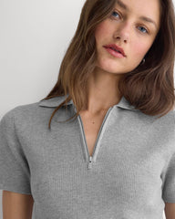 Knit Quarter-Zip Polo | Light Heathered Grey