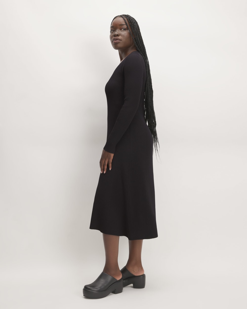 The Ribbed Scoopneck Dress | Black
