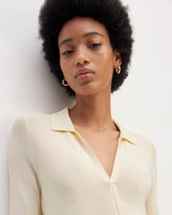 The Viscose Knit Polo Midi Dress | Beige