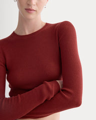 The Cropped Crew Top in Ultrafine Merino | Merlot