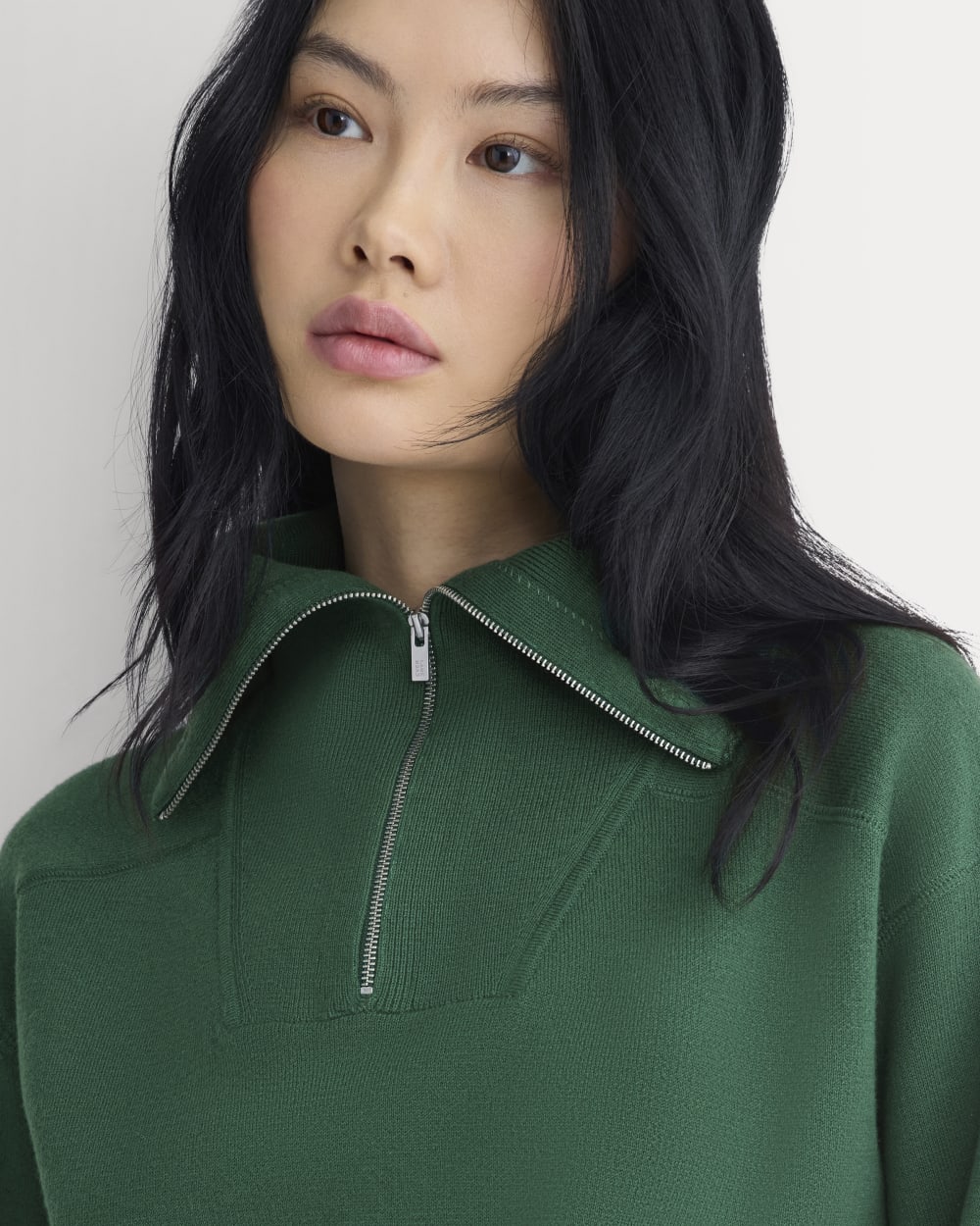 Double Knit Half-Zip in Cotton Merino | Hunter Green