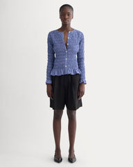 The Smocked Cardigan | Blue Dusk