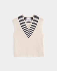 Relaxed V-Neck Vest in Cotton Merino | Canvas